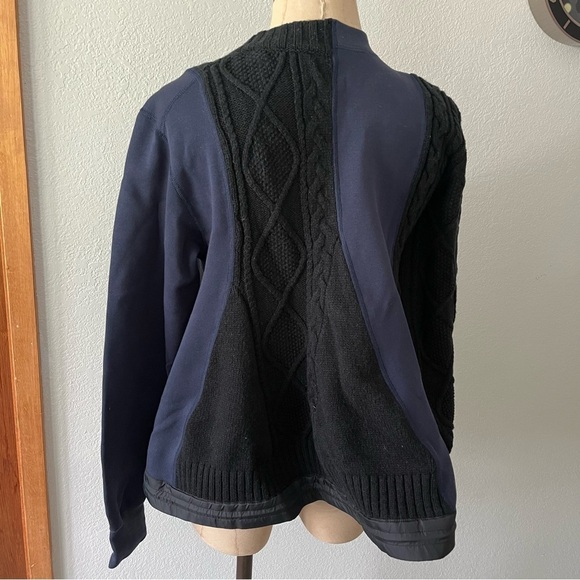 NIKE x SACAI sz S Tech Fleece Sweatshirt Sweater Navy Blue Black Split Cable - Picture 10 of 14